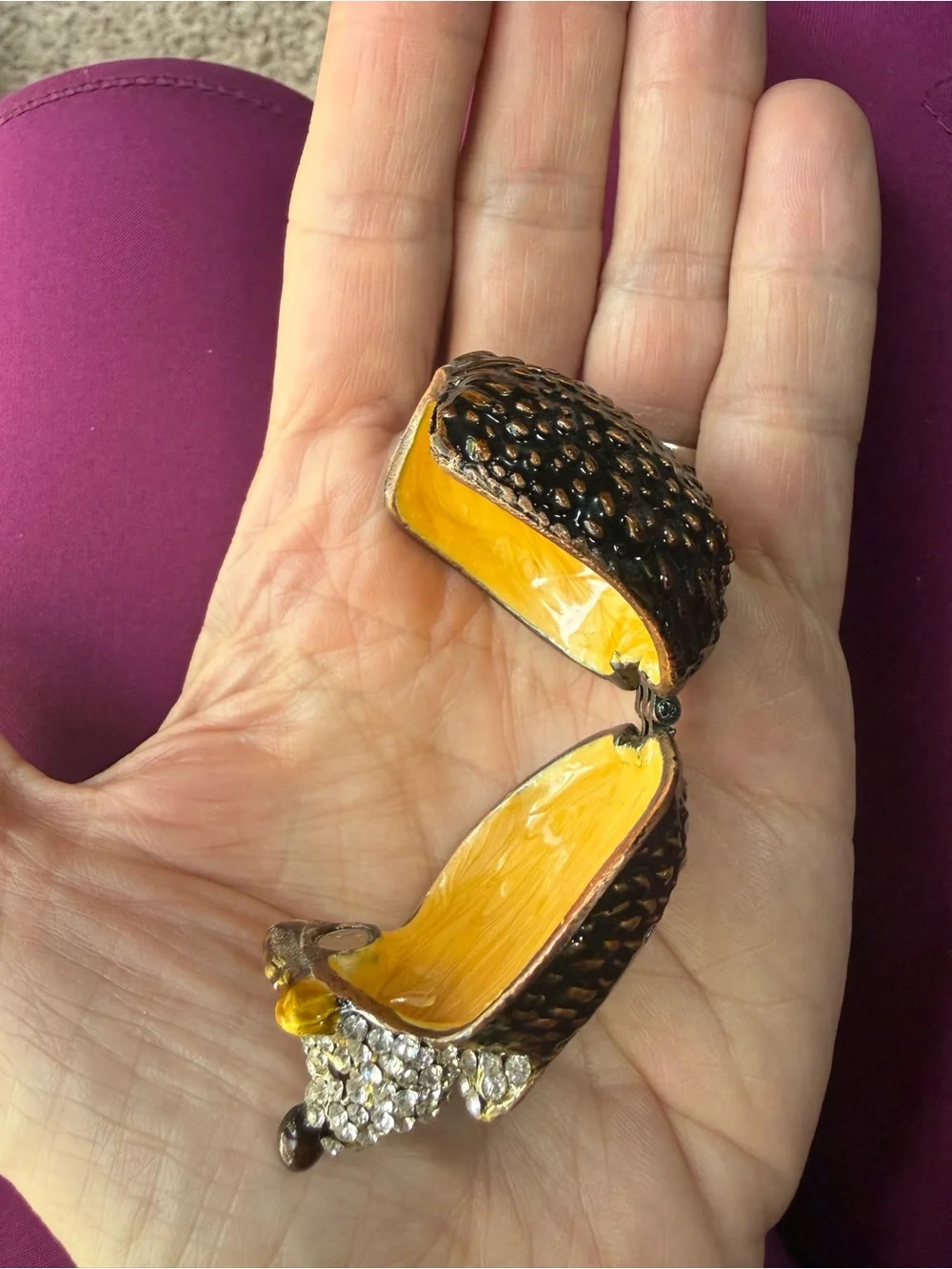Bejeweled Hedgehog Trinket Box - ring box hinged